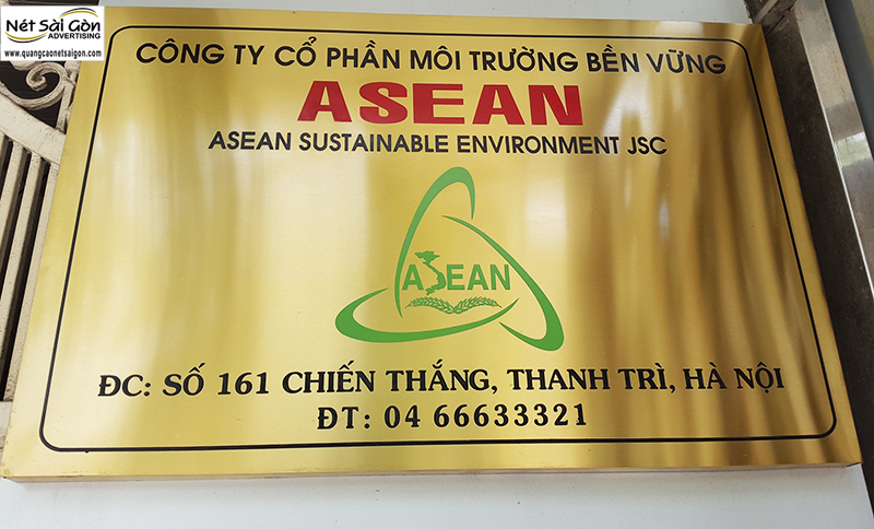 biển công ty inox vàng đồng